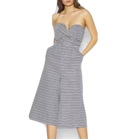 SHEIKE Monterey Stripe Strapless Wide Leg Cropped Jumpsuit - Picture 3 of 8